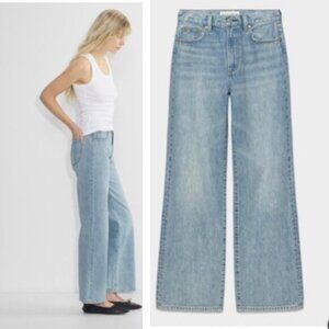 Aritzia Denim Forum Farrah Hi-Rise Wide Jean Pockets Cotton Zip Blue 28 Pants